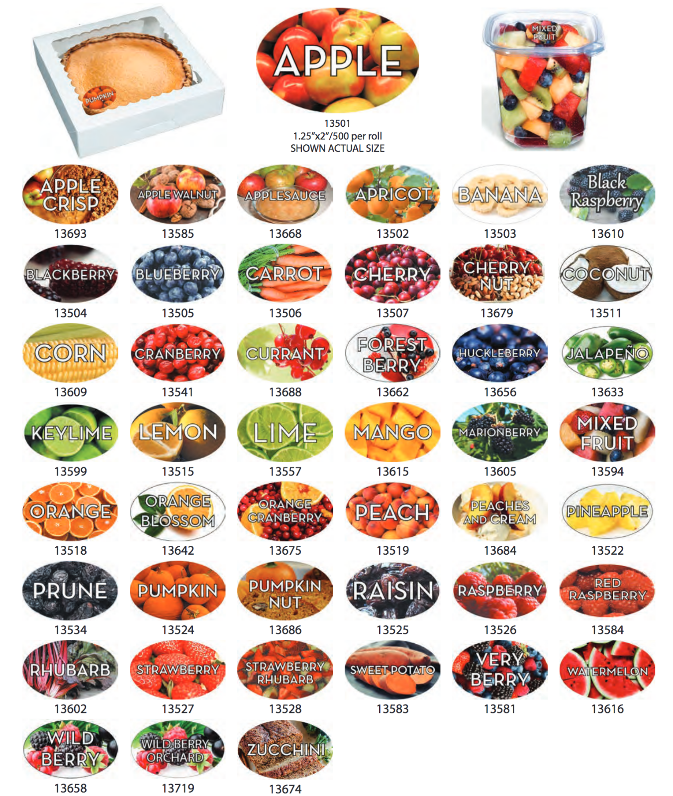 Food Flavor Labels 1.25" X 2" 500 Labels Per Roll Stickers- Large Variety To Buy